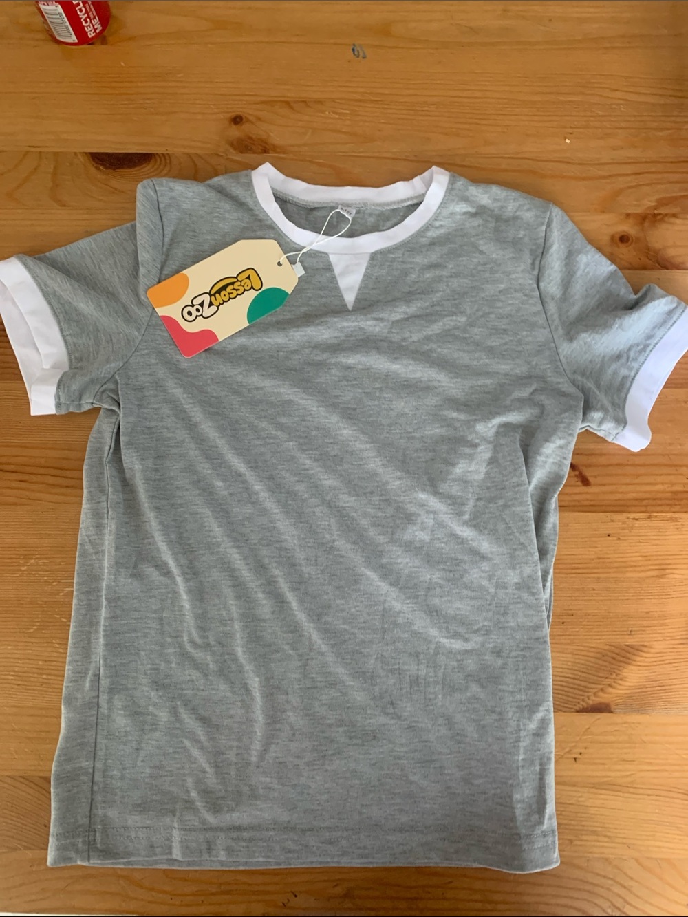 Kids Heather Gray Ringer Tee with White Trim - Casual Short Sleeve